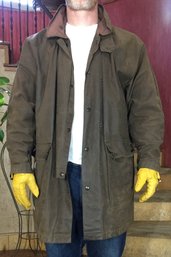 Australian Made Australian Outback Collection 100 Cotton Oil Skin Long Coat With Leather Gloves