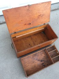Cool Old Handmade Hinged Wood Tool/art Box