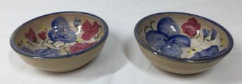 Pair Of Cute Hand Painted Floral Bowls- Signed