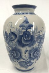 Blue Floral Vase - Handmade In Russia