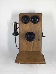 Vintage 1920-1930s Era Wooden Wall Phone