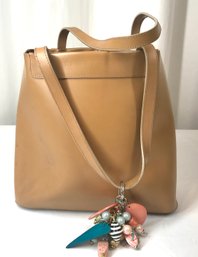Designer Beige Lamarthe Bucket Style Handbag With Removable Decorative Charms- See Photos- Bottom Needs Repair