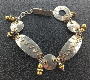 O.Miller SS/Brass Abstract Design Link Bracelet