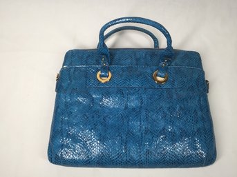 Textured Blue Leather Tote