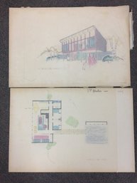 1950s Architectural Drawings By Robert Thompson  (2 Drawings)