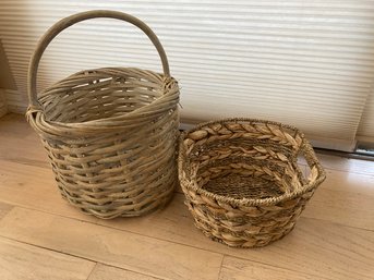 Pair Of Cute Hand Woven Baskets
