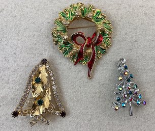Trio Of Christmas Brooches