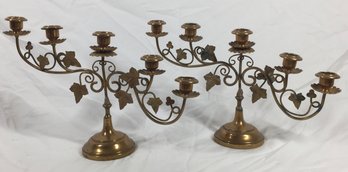 Metal Ivy Motif Candle Holders With  Box Of Taper Candles