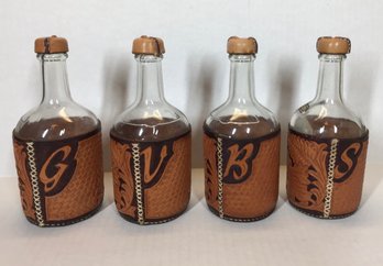 Nice Tooled Leather Display Alcohol Bottles