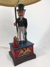 Uncle Sam Cast Iron Coin Bank Lamp