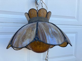 Funky Butterscotch & Amber Stained Glass Hanging Light