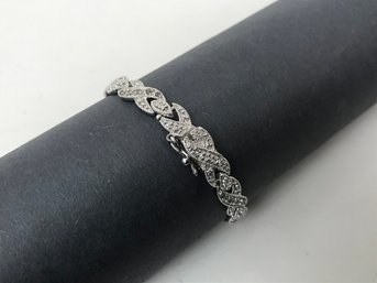 Diamond Chip Set In Sterling Figure Eight Bracelet