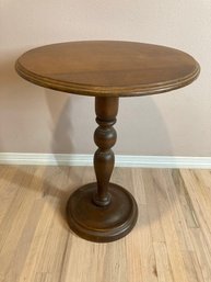 Vintage 29 Inch Tall Wooden Round Pedestal Table
