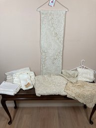 Big Collection Of Decorative LAce And Silk Napkins & Tablecloth Sets, See Photos