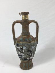 Vintage KLEM Ceramic Handpainted Ancient Egyptian Vase Wine Bottle Reproduction