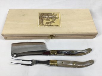 CLAUDE DOZORME Laguiole France - Cheese Knife Fork Set  Fork And Cleaver