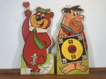 Vintage Yogi Bear And Fred Flinstone Cut Out Wall Pieces