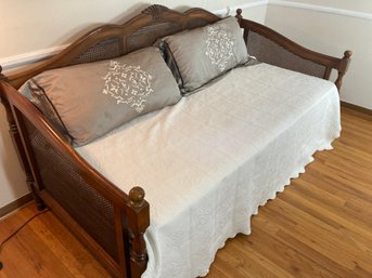Vintage Wood And Cane Daybed Frame With Trundle Frame ( Bed Linens Included)