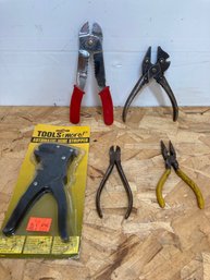 Assortment Of Wire Stripping Pliers, Needle Nose & Snips