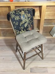 Single Wood Chair With Ornate Back Cushion
