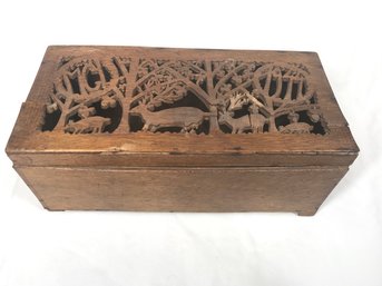 Intricate Wood Cutout Handcrafted Box- Dated 1944- See Photos For Condition
