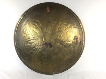 Large Engraved Brass Platter Wall Piece