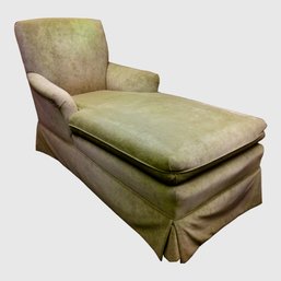Beautiful Classic Style Vintage Chaise In Light Sage Velvet- Very Small Tear On Right Arm- - See Photos