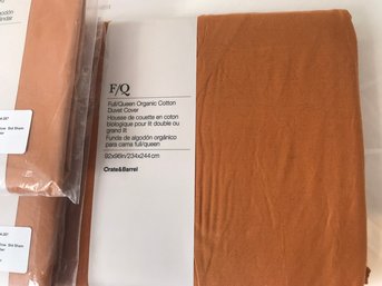 Crate & Barrel -new In Package - Pumpkin Colored Organic Cotton Duvet Cover And Shams