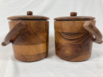 Cool Wooden Ice Buckets- One Has Crack