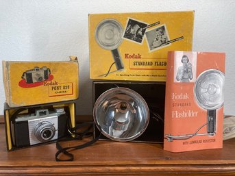 Antique Kodak Pony 828 Camera With Kodak Standard Flash Holder