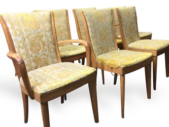 Heywood Wakefield Mid Century Dining Chairs- See Photos For Upholstery Condition-set Of 6 2 With Arms
