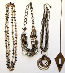 Earth Tone Glass & Metal Necklaces