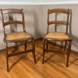 Pair Of Antique Cane Seat Chairs (see Photos For Condition)