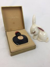 Vintage Cute Bunny Home Decor Piece And Jean Patou Paris Bottle