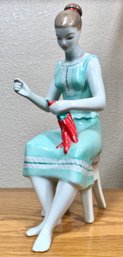 1 Of 2 Vintage HOLLOHAZA Porcelain Girl W. Paprika Figurine 1834 Hand Painted HUNGARY