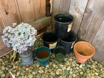 Faux Flowers With Assorted Planting Pots