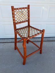 Rustic Wood Frame & Rawhide Counter Height Stool