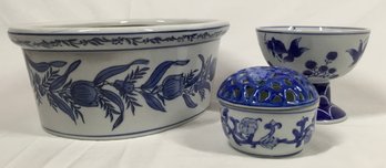 Pretty Collection Of Blue Asian Porcelain