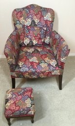 Upholstered Chair With Matching Footstool And Pillow