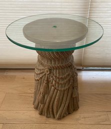 18 Inch Cast Plant Stand With Round Glass Top
