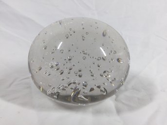 Clear Bubbled Glass Paper Weight