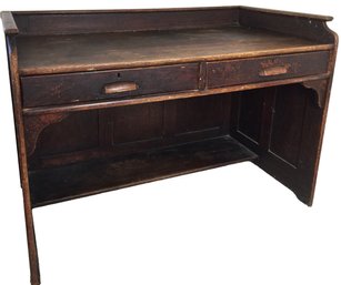 Handsome, Early 20th Century Or Earlier Solid Wood Teachers Desk