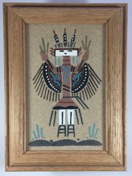 Navajo Sand Painting Decorative Wood Box With Small Buckskin Art