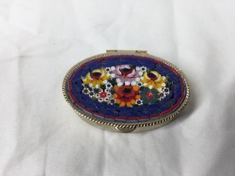 Beautiful 1950s Vintage Italian Flower Micro Mosaic Trinket Box