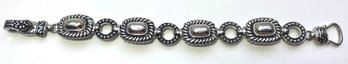 Ornate Brighton Look A Like Metal Bracelet With Gold Tone Center- Magnetic Clasp