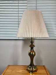 Brass Lamp With Pleated Shade