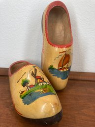Antique Painted Wooden Clogs