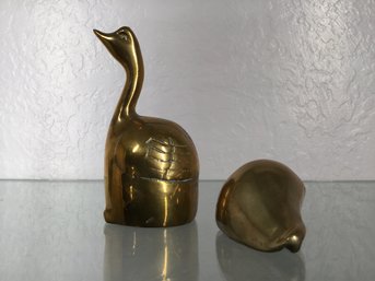 Lot Of Gold Colored Shell And Bird Decor Pieces