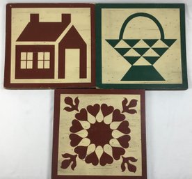Primitive Style Painted Wood Panels- Wall Decor