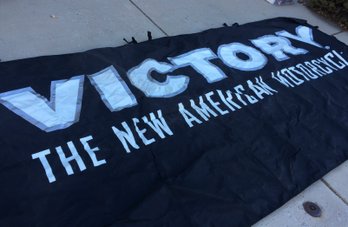 Large Polaris Victory Motorcycle Banner With Velcro Tabs